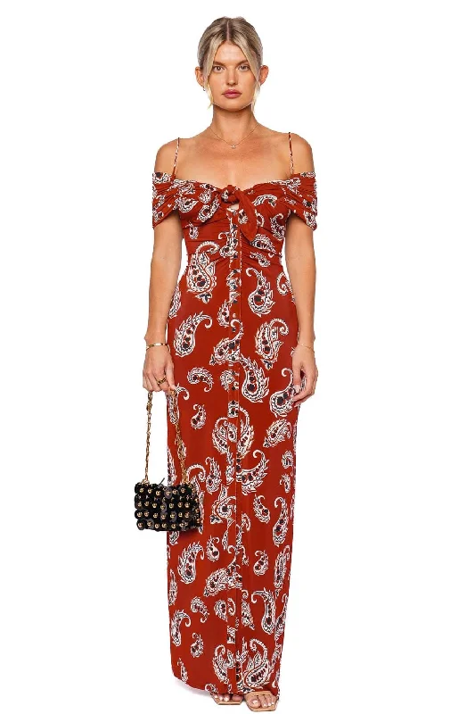 Paisley Ruched Jersey Maxi Dress Tunics Handmade artisanal