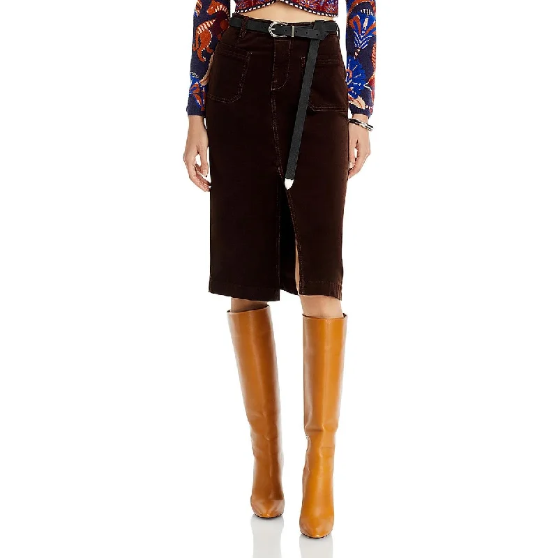 FRAME Womens Faux Suede Front Slit Midi Skirt wool skirt sturdy