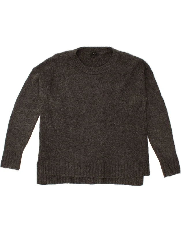 J. CREW Womens Oversized Crew Neck Jumper Sweater UK 10 Small Grey Nylon Striped Floral Plaid