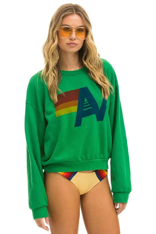 Logo Crew Sweatshirt Relaxed Kelly Green Hoodie with Fur Luxurious Winter