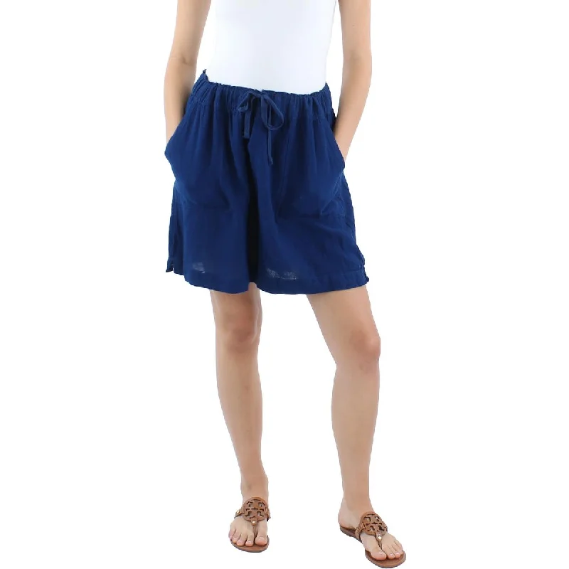 Dash Womens Linen Drawstring Mini Skirt leather skirt bold