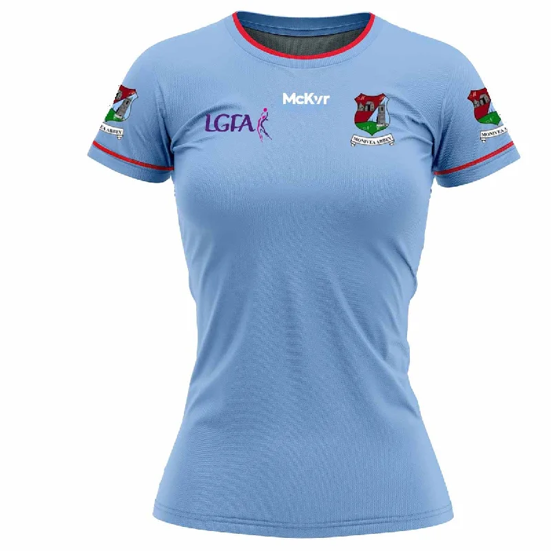 Mc Keever Monivea Abbey LGFA Away Jersey - Womens - Sky/Red Floral Jersey Blouse