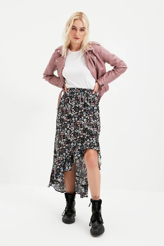 Purple Midi Woven Slit Detailed Asymmetrical Floral Patterned Skirt TWOSS20ET0166 asymmetrical skirt cut Purple Midi Woven Slit Detailed Asymmetrical Floral Patterned Skirt TWOSS20ET0166 asymmetrical skirt cut