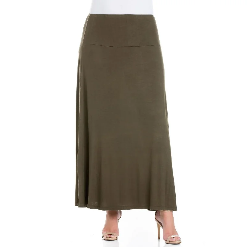 24seven Comfort Apparel Womens Plus Knit Long Maxi Skirt seamless skirt comfort