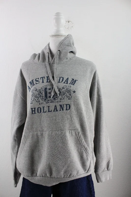 Vintage Amsterdam Hoodie (L) Hoodie with Patch Decorative Personalized