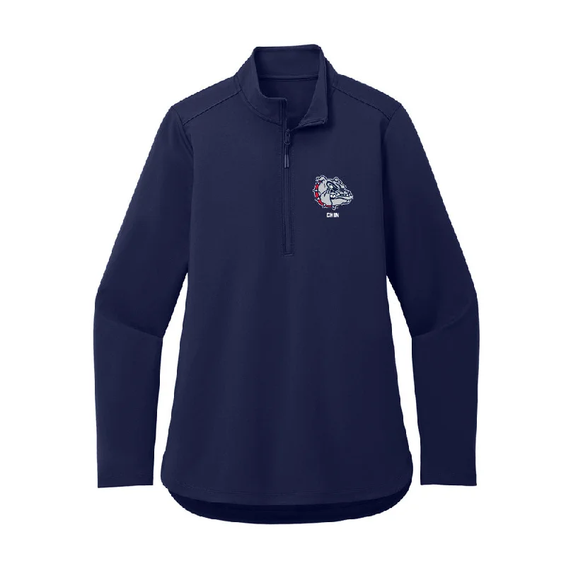 Gonzaga - NCAA Women's Soccer : Lauren Chin - Women's Premium Quarter Zip Jacket A-Line Jacket Boat Neck Shawl Collar