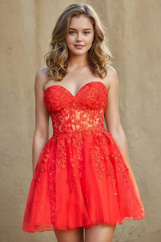 See-through Sweetheart Sleeveless Red Mini Homecoming Dresses Tunics Stylish elegant See-through Sweetheart Sleeveless Red Mini Homecoming Dresses Tunics Stylish elegant
