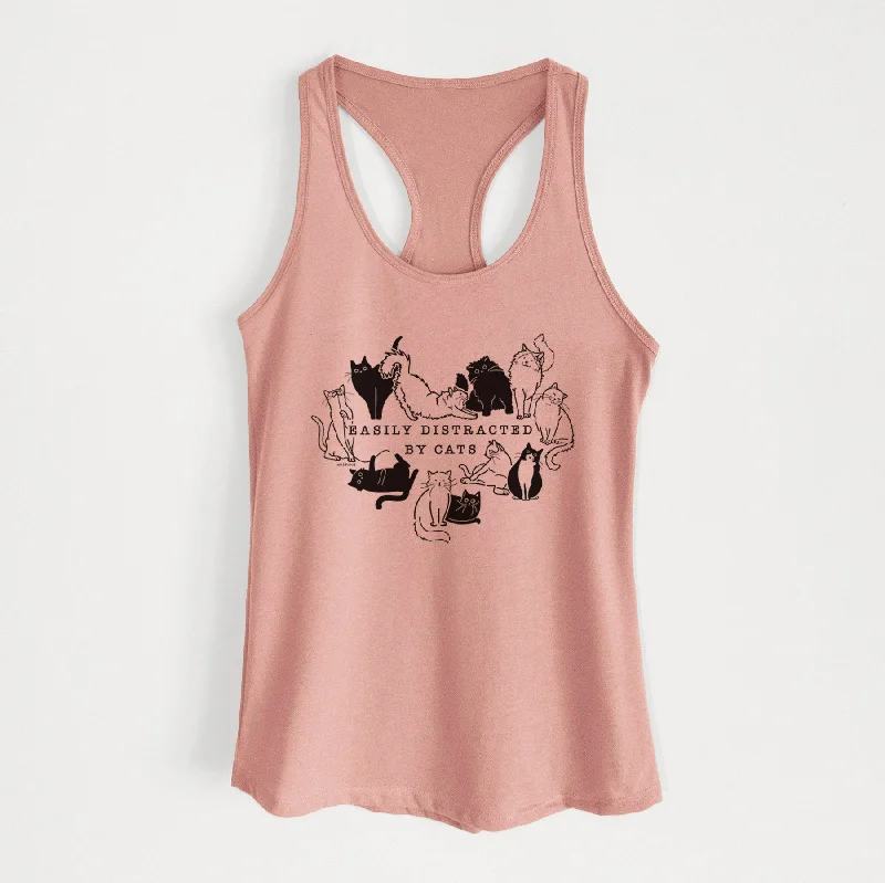 Easily Distracted by Cats - Women's Racerback Tanktop soft pink tank