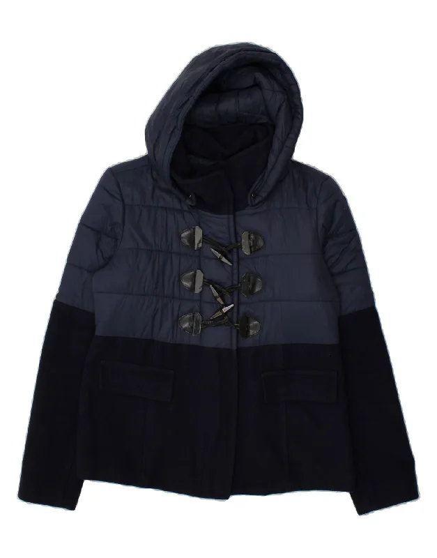 PINKO Womens Hooded Padded Jacket UK 10 Small Navy Blue Colourblock Striped Jacket Polka Dot Jacket Floral Jacket