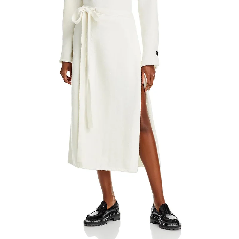 Proenza Schouler Womens Zadie Solid Knit Wrap Skirt a-line skirt cut