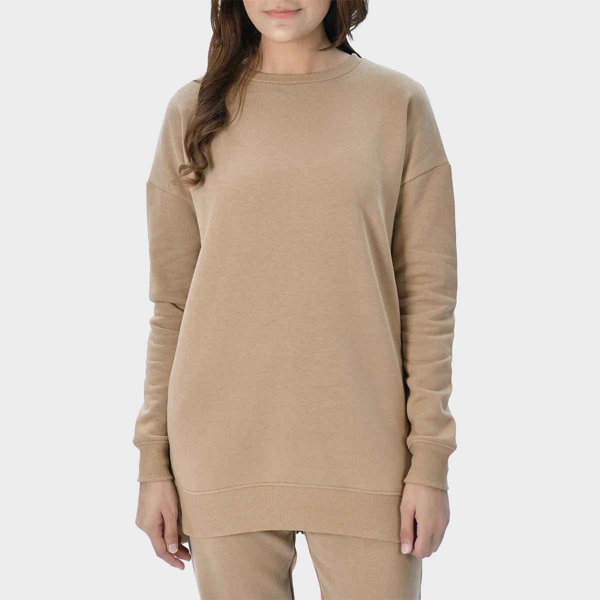 Ladies Toffee Sweatshirt Hoodie with Set-In Sleeves Structured Classic