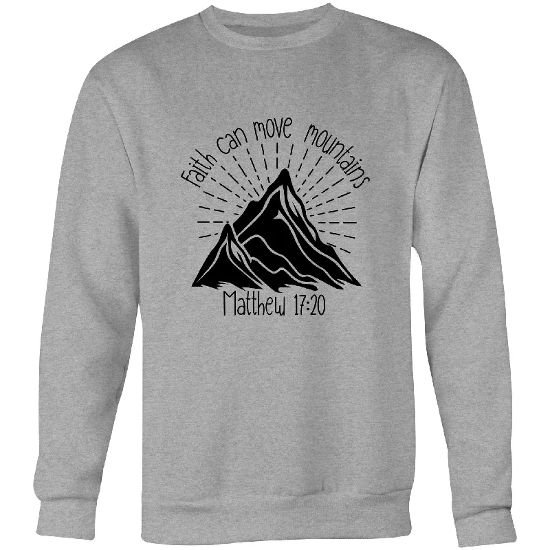 Faith Can Move Mountains Crew Sweater Nylon Fabric Polyester Fabric Spandex Fabric