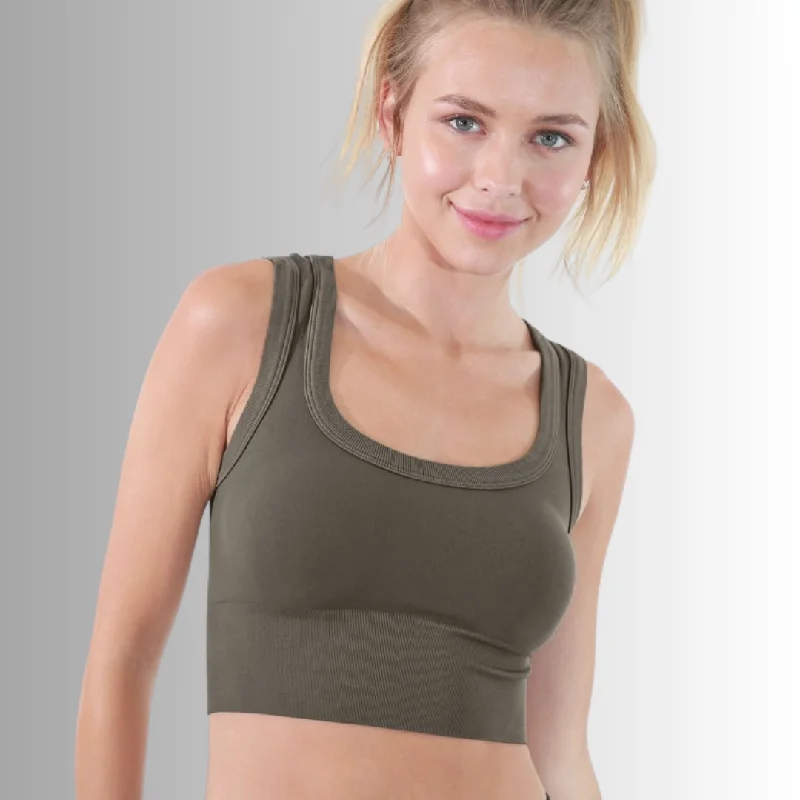 Deep Scoop Neck Cropped Tank Made in USA lounge tank top