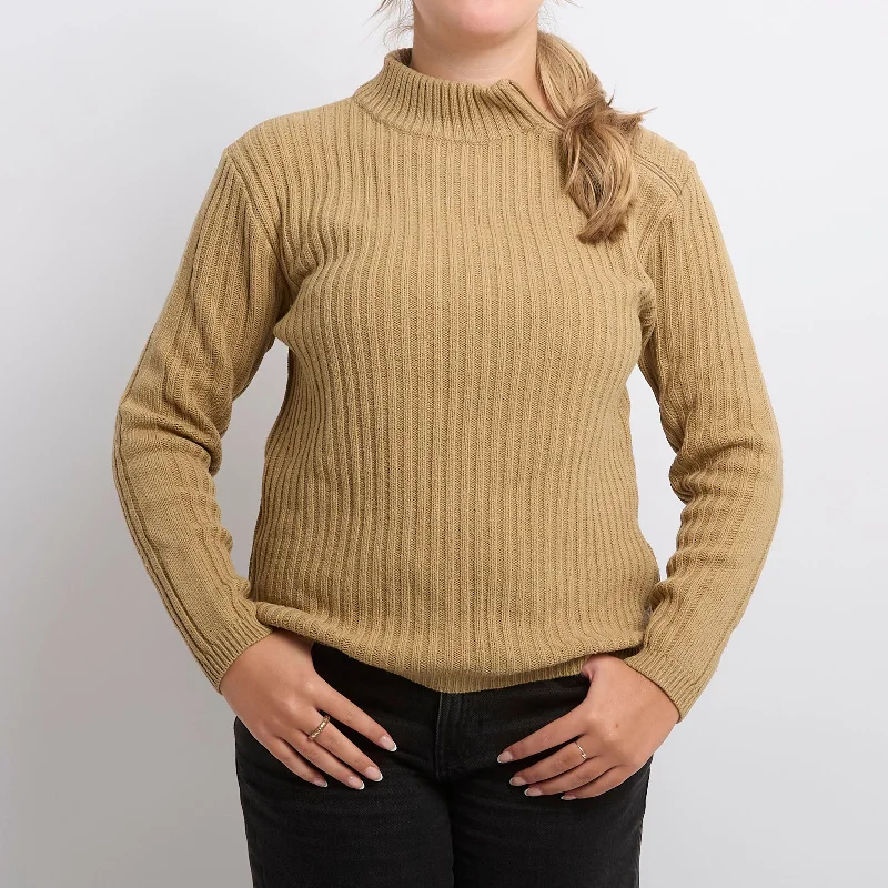 Shoulder Zip Ribbed Sweater - UK 10 Modern Contemporary Chic
