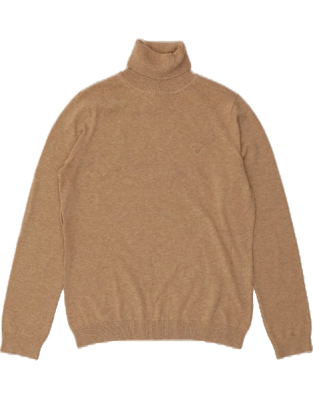 GANT Womens Roll Neck Jumper Sweater UK 14 Medium Beige Rayon Fabric Velvet Fabric Corduroy Fabric