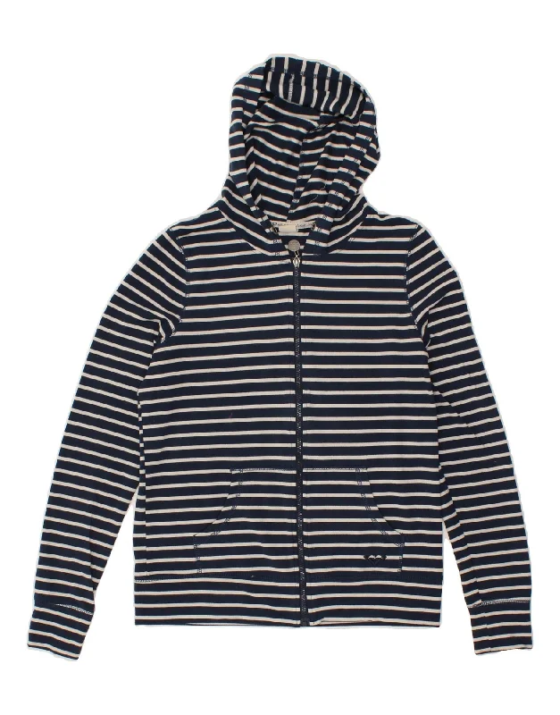 ROXY Womens Zip Hoodie Sweater UK 18 XL Navy Blue Striped Polyester Hooded Caped Shawl Collar