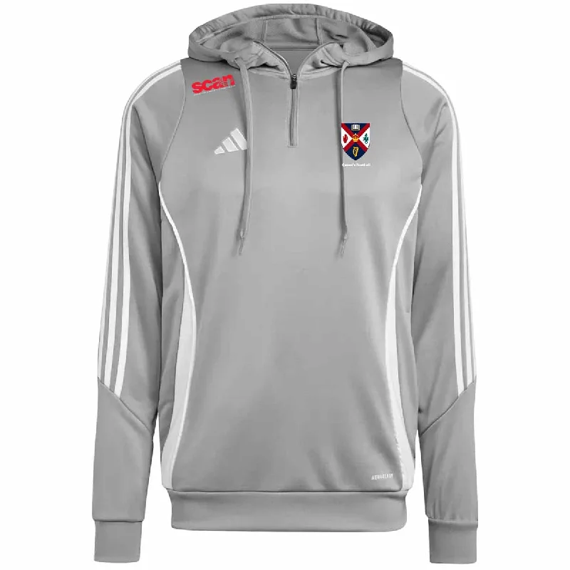 adidas Club Queens Football Tiro 24 Training Hoodie - Adult - Grey Hoodie with High Neck Warm Protective