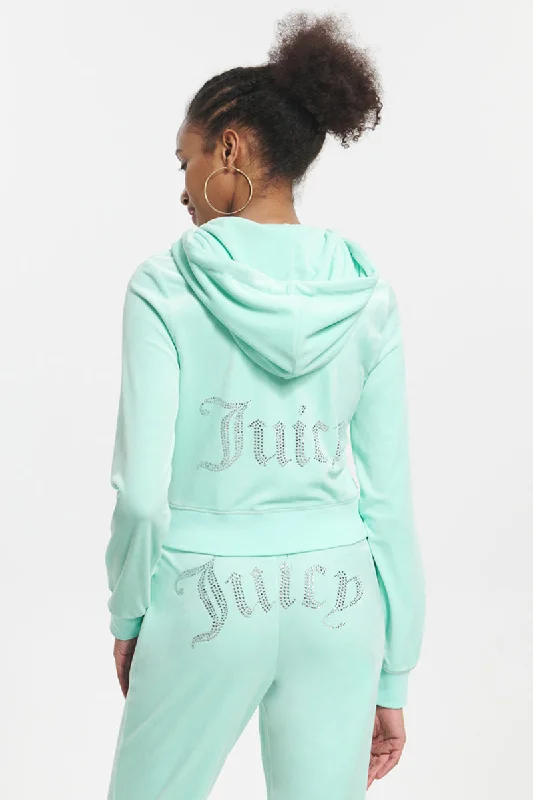 OG Big Bling Velour Hoodie Hoodie with Velcro Closure Adjustable Secure