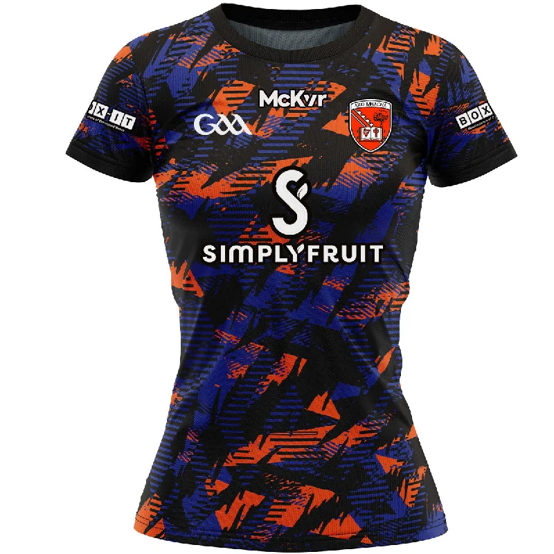 Mc Keever Armagh GAA Official Goalkeeper Jersey - Womens - Black/Blue/Orange Pastel Jersey Tee