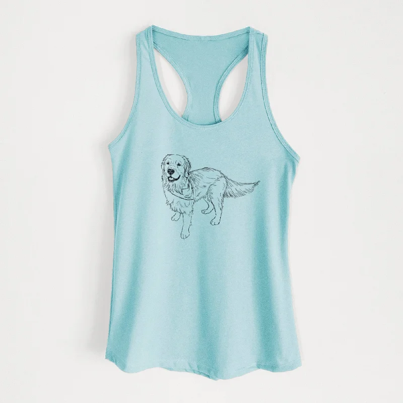 Doodled Reggie the Golden Retriever - Women's Racerback Tanktop flowy tank top