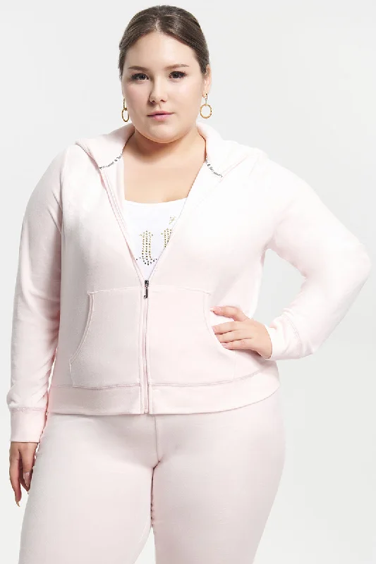 Plus-Size Classic Cotton Velour Hoodie Hoodie with Double Zipper Versatile Adjustable