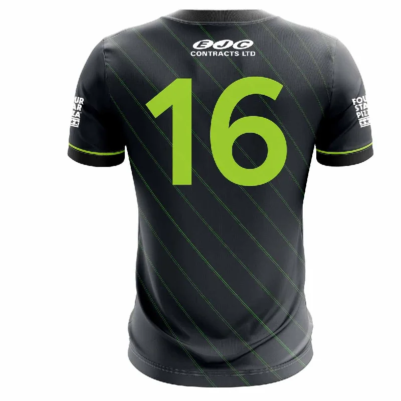 Mc Keever Queens GAA Official Gaelic Football Numbered Home Goalkeeper Jersey - Adult - Black V Neck Jersey Blouse Mc Keever Queens GAA Official Gaelic Football Numbered Home Goalkeeper Jersey - Adult - Black V Neck Jersey Blouse