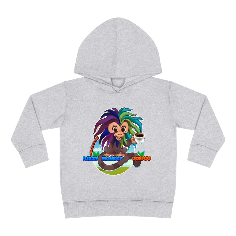 Toddler Pullover Fleece Hoodie - Cartoon Monkey Hoodie with Stripes Bold Sporty