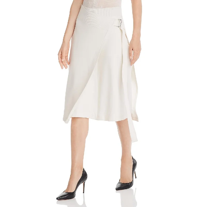 Helmut Lang Womens Wool Blend Mid-Calf Wrap Skirt denim skirt durable