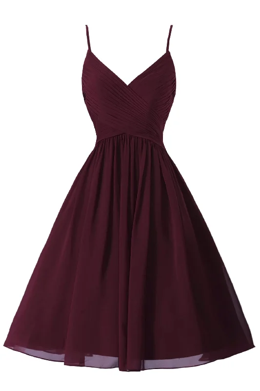 Spaghetti Straps Sleeveless A Line Chiffon Short Prom Dresses With Pockets Tunics Trendy modern