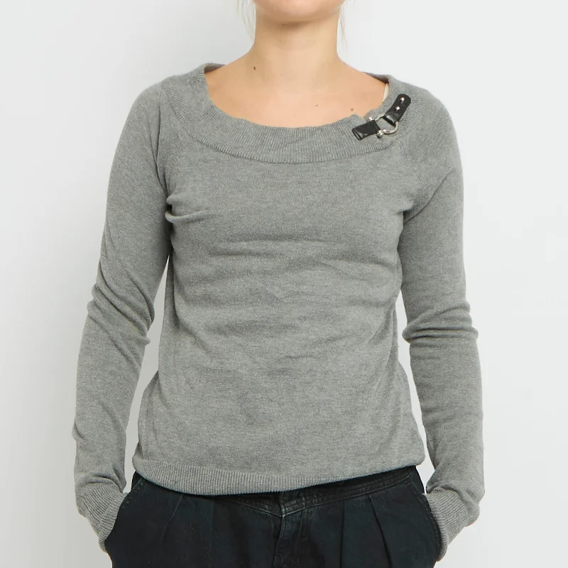 Ralph Lauren Off The Shoulder Buckle  Sweater- UK 12 Rayon Fabric Velvet Fabric Corduroy Fabric