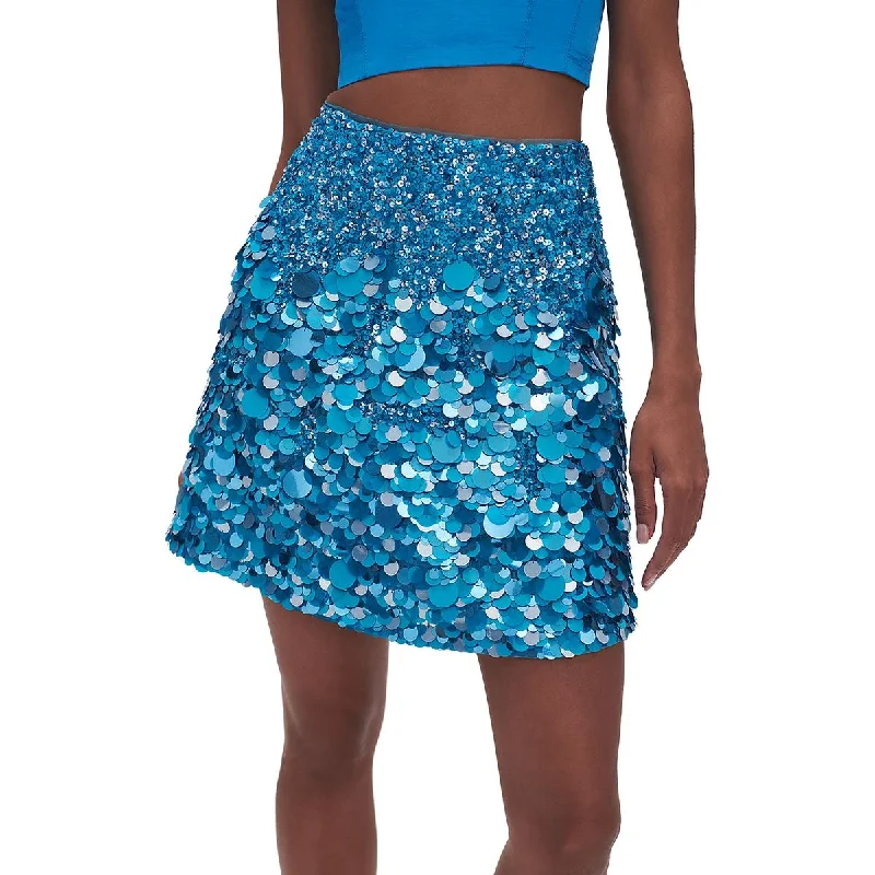 AJE Womens Cherie Sequined Short Mini Skirt linen skirt relaxed