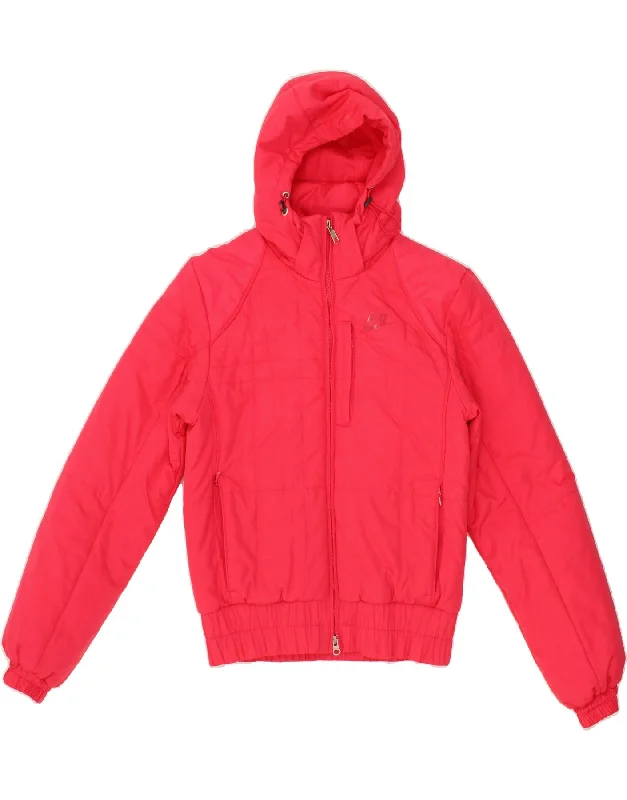 NIKE Womens Hooded Padded Jacket UK 8/10 Small Pink Polyester Jacket Blazer Coat