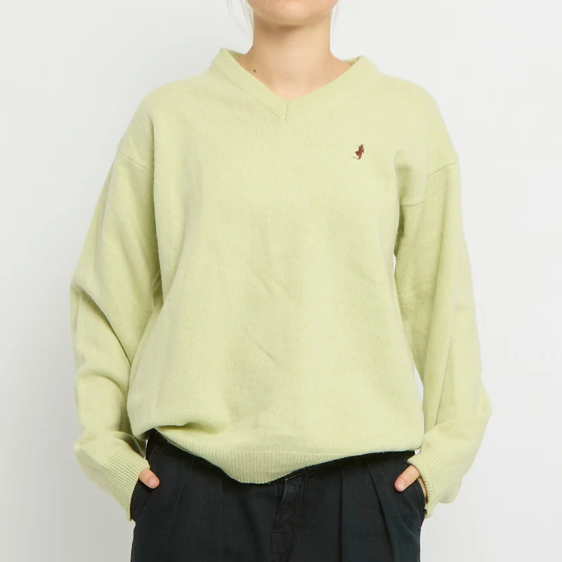 Marlboro Classics V-Neck Heavy Knit Sweater - UK 14 Fleece Sweater Nylon Polyester