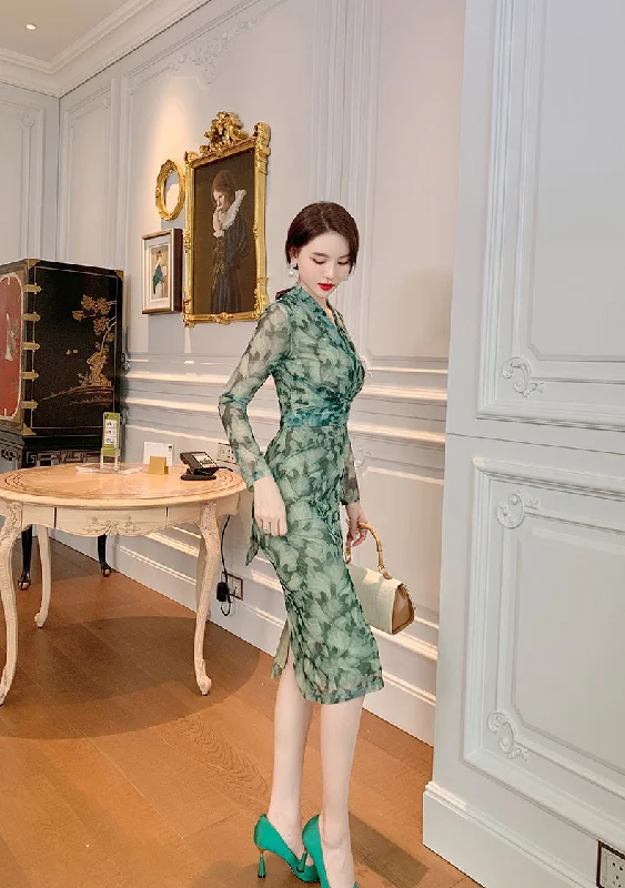 Mesh Floral Party Cocktail Dress Tunics Luxurious high-end