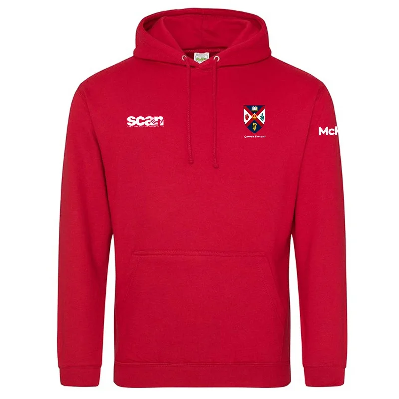 Mc Keever Queens Football College Hoodie - Adult - Fire Red Hoodie Crop Top Short Trendy