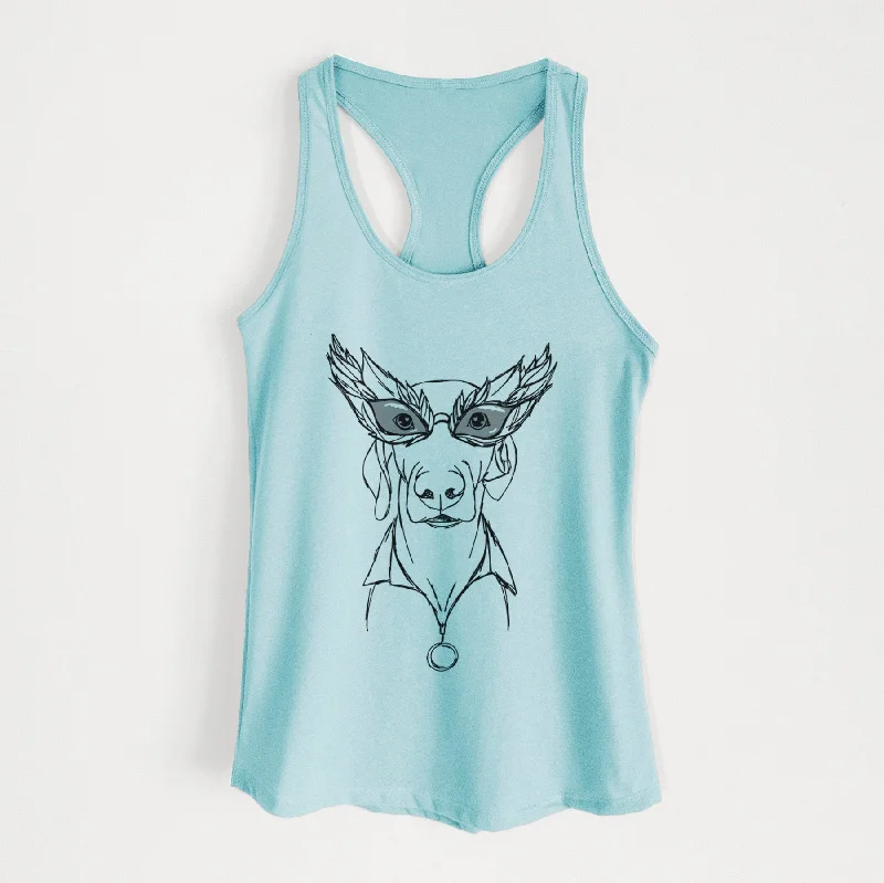 Doodled Fez E Weegles the Weimaraner - Women's Racerback Tanktop trendy tank top
