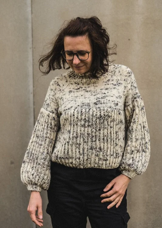 White Sheep Sweater, Ruke Knit. Print Knitting Pattern Stretchy Elastic Breathable