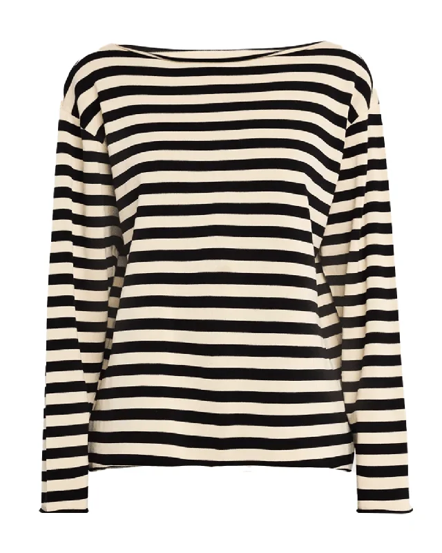 Black Stripe Sailor Sweater Boxy Sweater Fitted Sweater A-Line