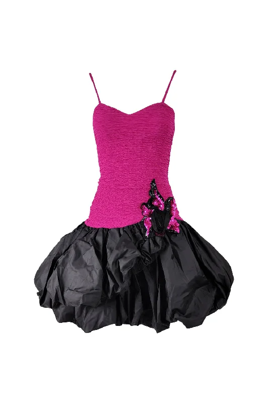 Dave & Johnny Vintage 80s Crinkled Puffball Skirt Dress, 1980s Tunics Review highly
