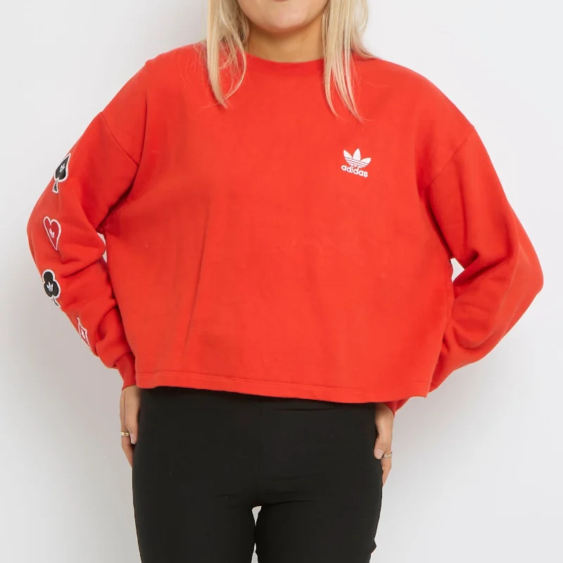 Adidas Crewneck Sweater - UK 14 Front Pockets Side Pockets Patch Pockets