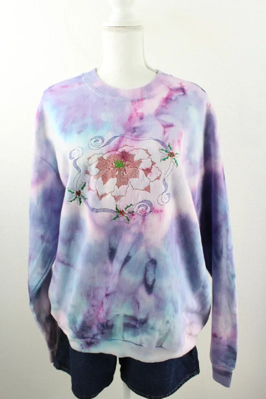 Vintage Flower Sweatshirt (XL) Hoodie with Hem Detail Decorative Unique