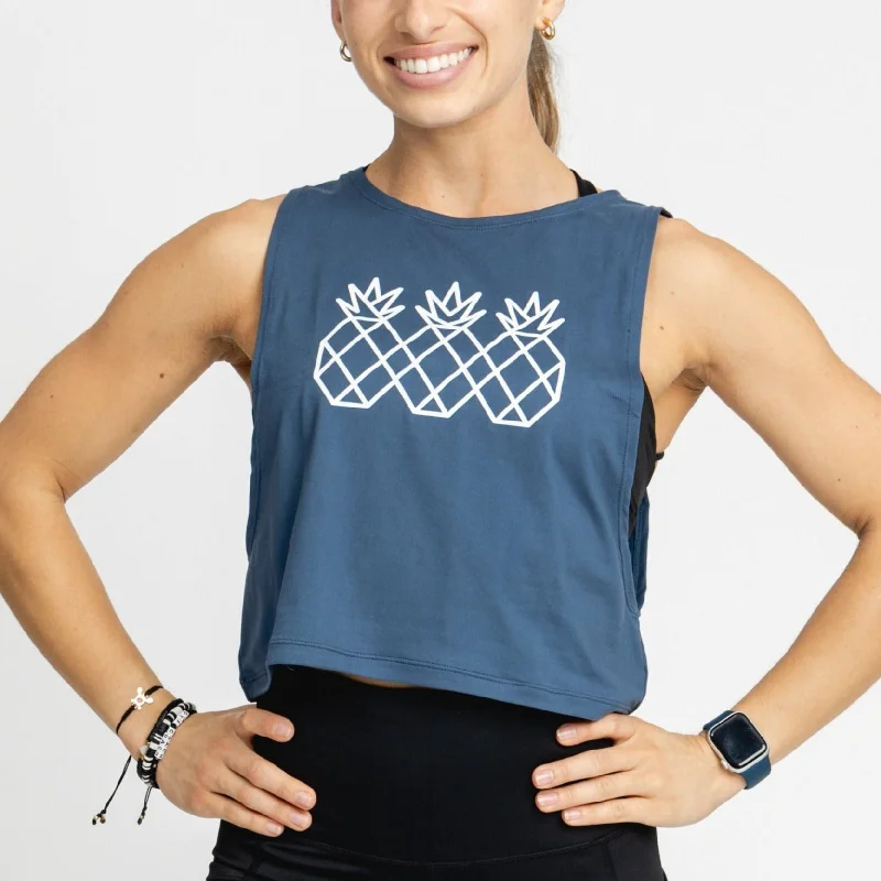 Women's Muscle Tank Crop |  Cobalt black tank top