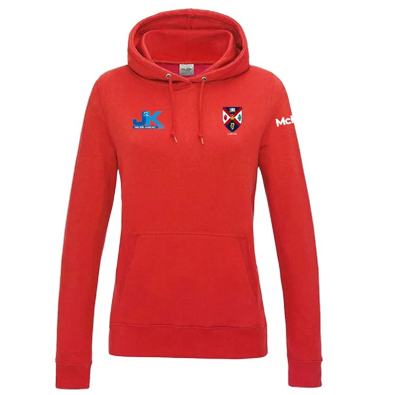 Mc Keever Queens Camogie College Hoodie - Womens - Fire Red Hoodie with Mesh Breathable Sporty