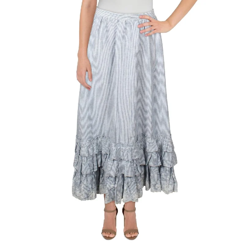 Polo Ralph Lauren Womens Linen Emboirdered Skirt midi skirt versatile