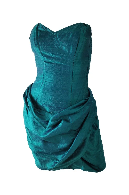 Sarah Whitworth Vintage 80s Teal Silk Boned Corset Dress, 1980s Tunics Favorite customer Sarah Whitworth Vintage 80s Teal Silk Boned Corset Dress, 1980s Tunics Favorite customer