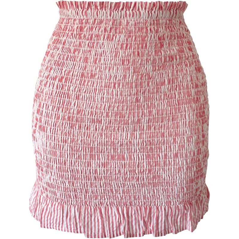 BCBGeneration Womens Seersucker Smocked Mini Skirt slim fit skirt