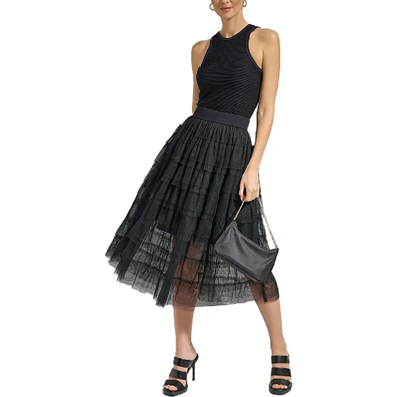 DKNY Womens Tulle Tiered Midi Skirt mini skirt trendy