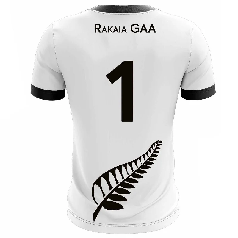 Mc Keever Rakaia GAA Numbered Goalkeeper Jersey - Adult - White/Black Player Fit V Neck Jersey Blouse