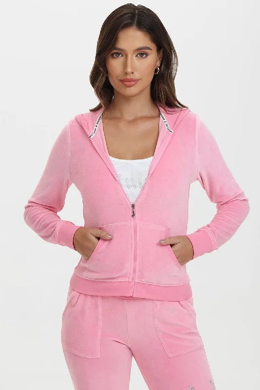 Classic Cotton Velour Hoodie Hoodie with Hem Detail Decorative Unique