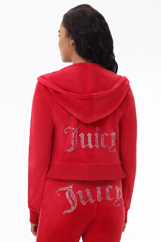 OG Big Bling Velour Hoodie Hoodie with Hem Ribbing Snug Secure